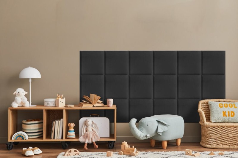 Panel Tapicerowany Grafitowy – Kwadrat