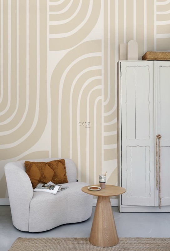 Beżowa fototapeta na flizelinie w stylu art deco