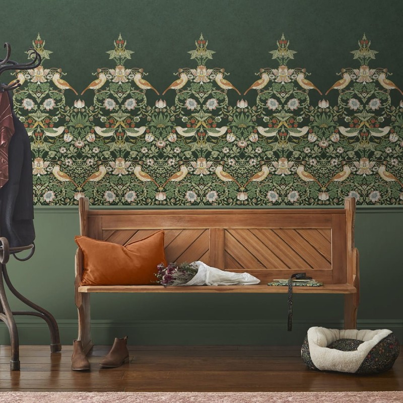 Zielona fototapeta z motywem roślinnym William Morris