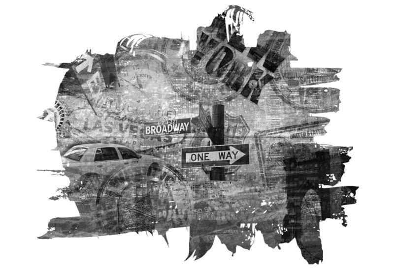 Fototapeta - Black-and-white New York collage