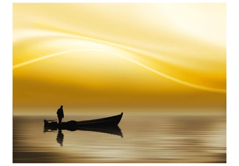 Fototapeta - Fishing at sunset