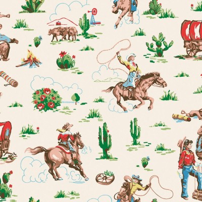 Tapeta na flizelinie w stylu vintage z motywem kowboi i kaktusów
