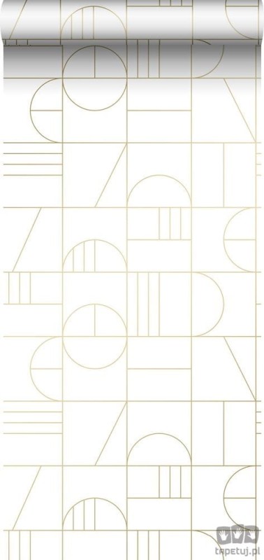 Biało złota tapeta w wzór geometryczny art deco