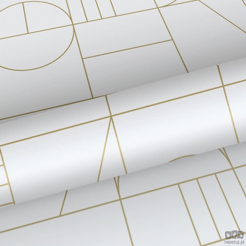 Biało złota tapeta w wzór geometryczny art deco
