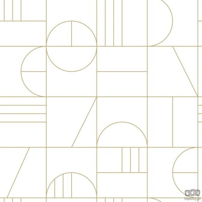 Biało złota tapeta w wzór geometryczny art deco