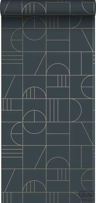 Tapeta wzór geometryczny kwadraty czarna flizelina