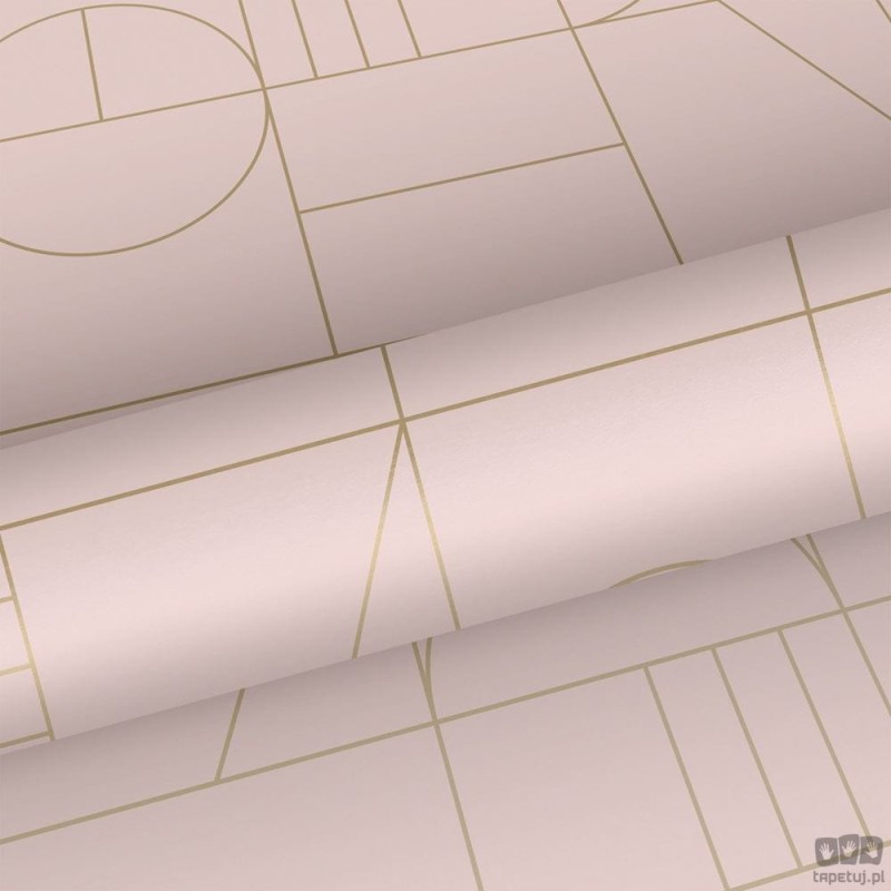 Tapeta wzór geometryczny kwadraty różowa flizelina