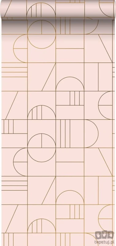 Tapeta wzór geometryczny kwadraty różowa flizelina