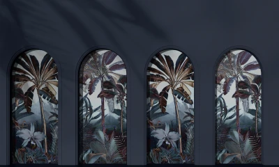 Fototapeta 3D łuki z motywem tropikalnych drzew