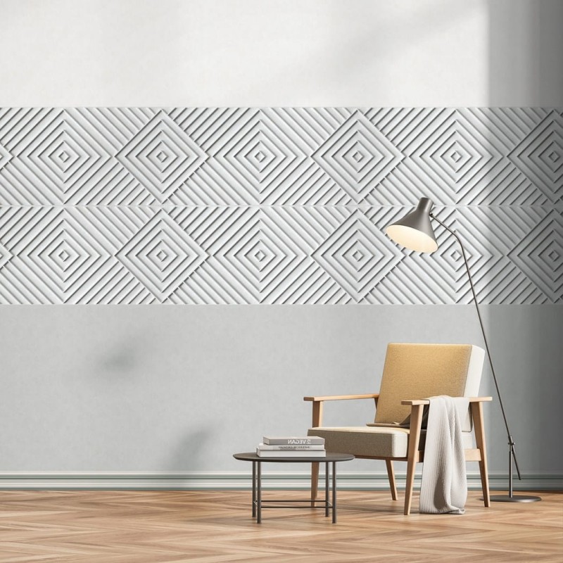 Szara tapeta winylowa na flizelinie z geometrycznym wzorem 3D