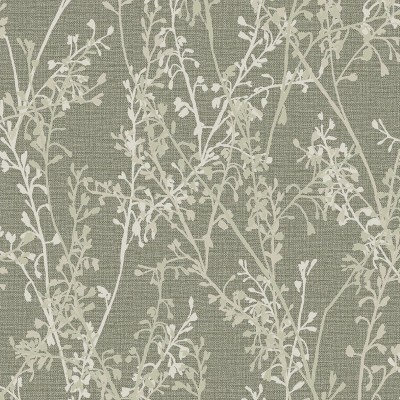 Zielona tapeta winylowa na flizelinie z motywem drobnych gałązek