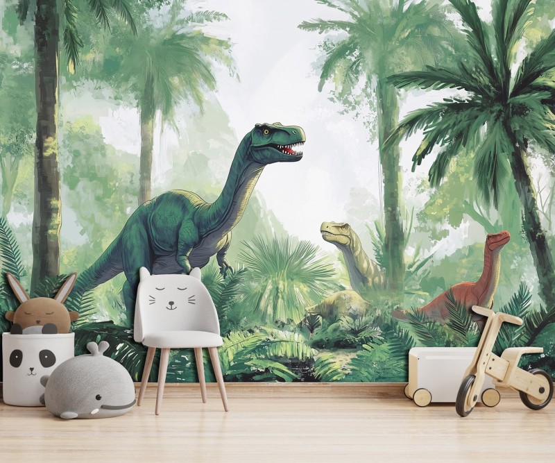 Fototapeta dinozaury i palmy
