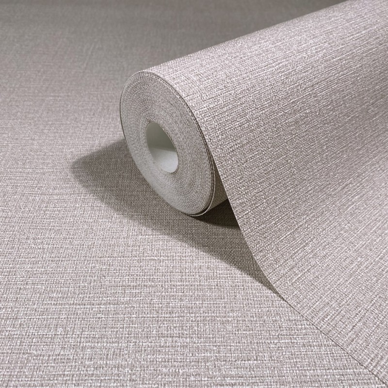 Tapeta na flizelinie o strukturze tkaniny w odcieniach taupe