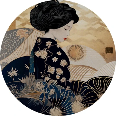 Fototapeta w kształcie koła - Kobieta w kimono