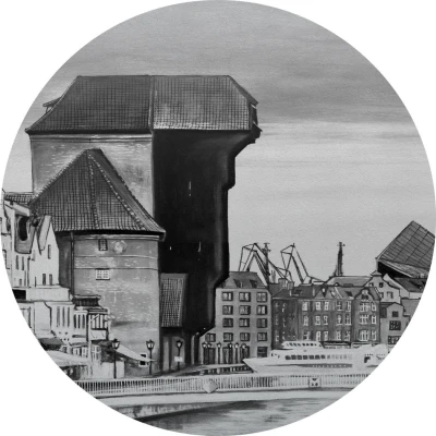 Fototapeta w kształcie koła - Czarno-białe miasto