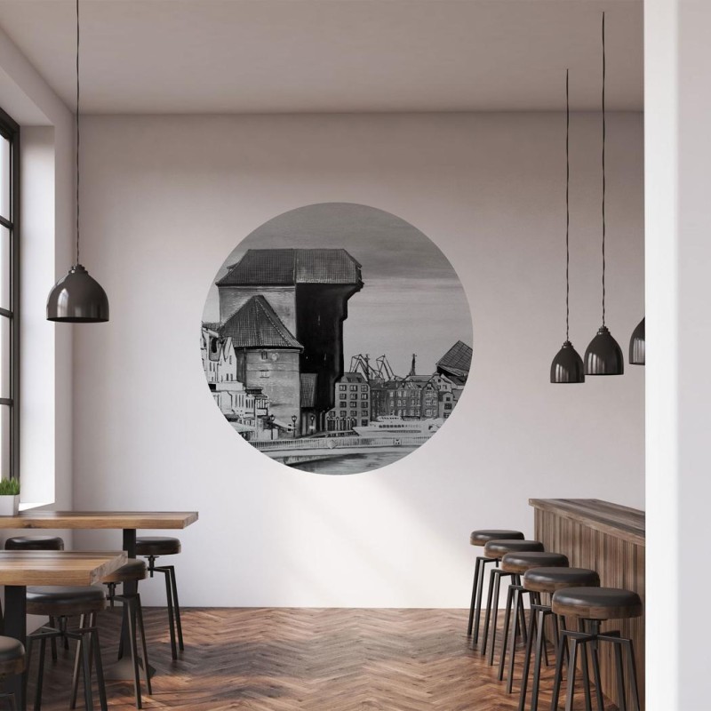 Fototapeta w kształcie koła - Czarno-białe miasto