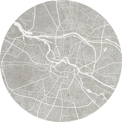 Fototapeta w kształcie koła - Mapa Wrocławia szara