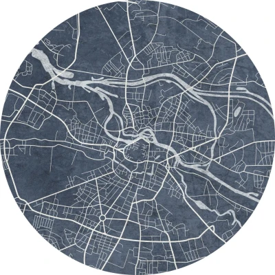 Fototapeta w kształcie koła - Mapa Wrocławia niebieska