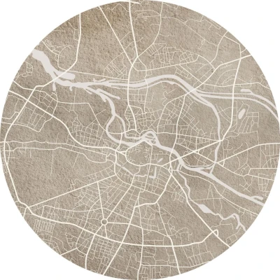 Fototapeta w kształcie koła - Mapa Wrocławia beżowa