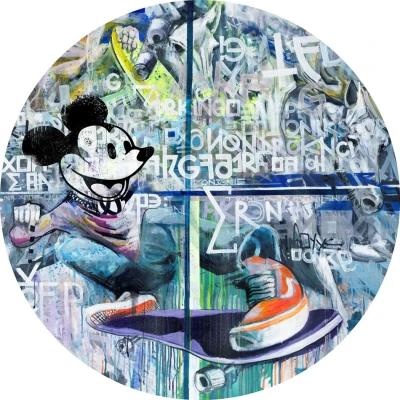 Fototapeta w kształcie koła - Myszka miki graffiti