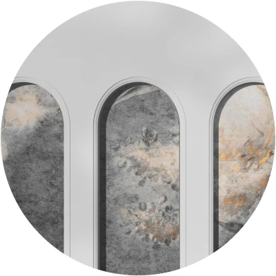 Fototapeta w kształcie koła - Szare łuki 3D