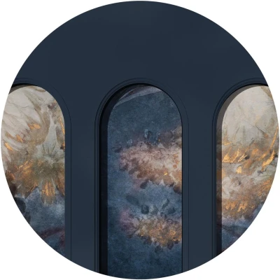 Fototapeta w kształcie koła - Granatowe łuki 3D