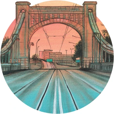 Fototapeta w kształcie koła - Most Grunwaldzki