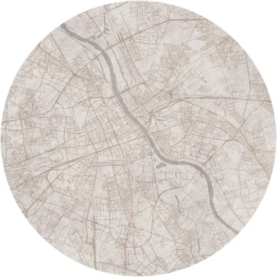 Fototapeta w kształcie koła - Mapa topograficzna Warszawy