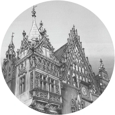 Fototapeta w kształcie koła - Wieża ratusza we Wrocławiu