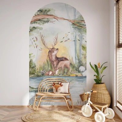 Fototapeta w kształcie łuku - Deer Friends