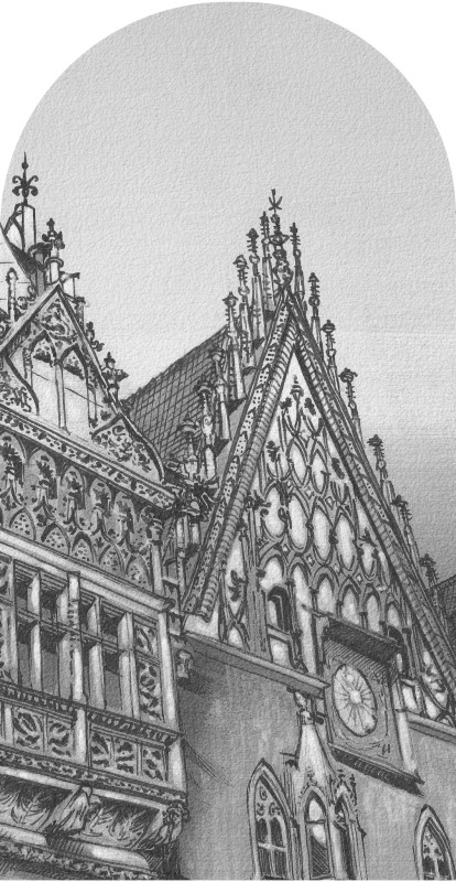 Fototapeta w kształcie łuku - Town Hall B&W