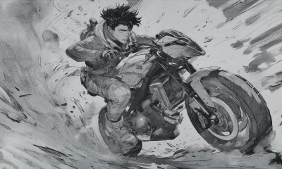 Fototapeta motocyklista anime