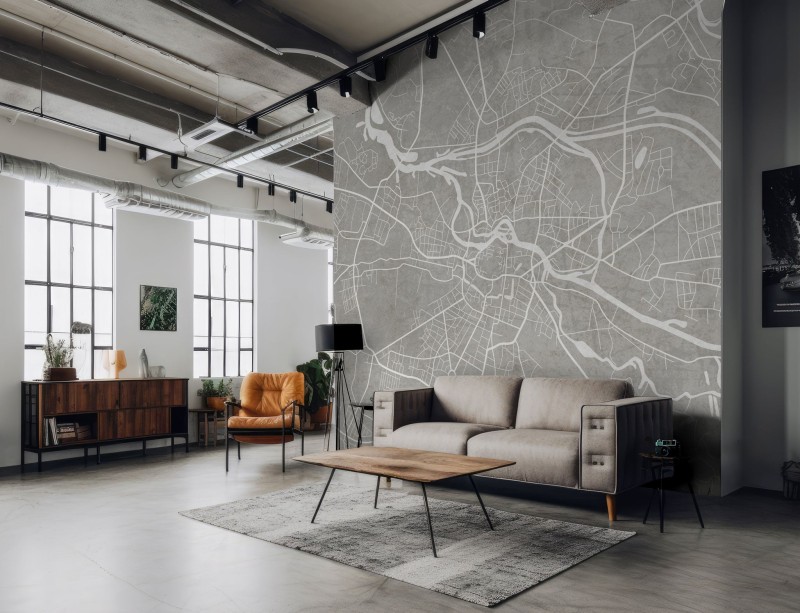 Fototapeta szara mapa Wrocławia