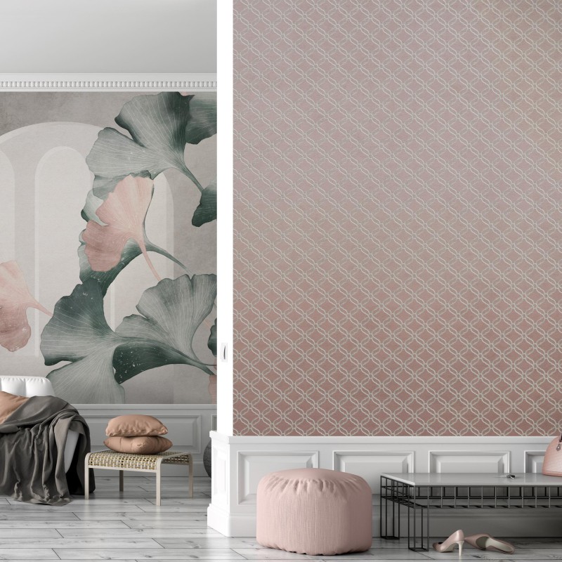 Fototapeta Ginko Motif Pink Wallart