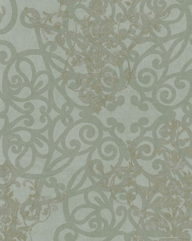 Zielona tapeta winylowa na flizelinie w ornamenty