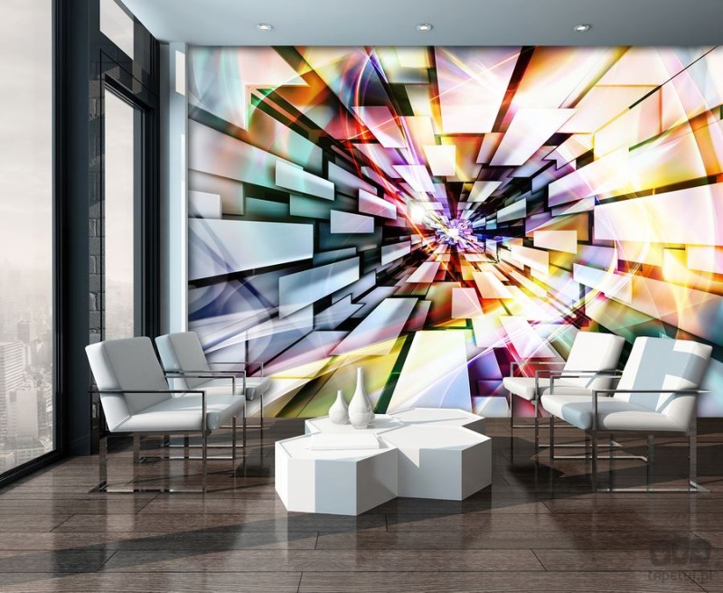Fototapeta kolorowy korytarz 3D