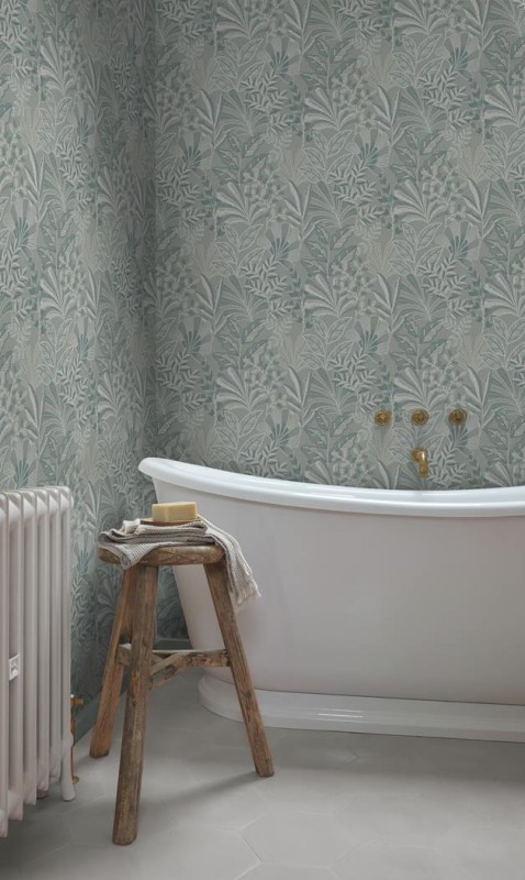 Tapeta w stylu vintage imitująca ręcznie tkany wzór roślinny