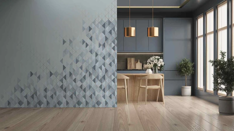 Fototapeta geometryczna niebieskie trójkąty