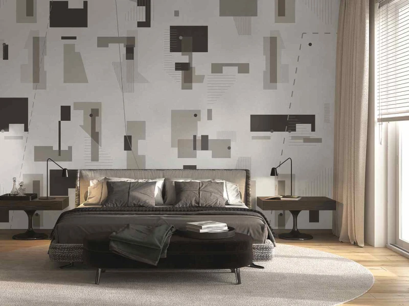 Fototapeta geometryczne kształty i linie na srebrnym tle