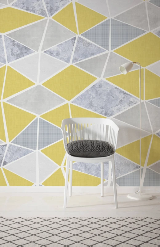 Fototapeta żółte wzory geometryczne w stylu retro