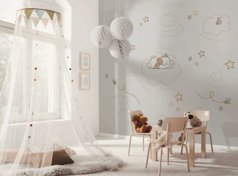 Fototapeta Kubuś Puchatek śpiący w obłokach