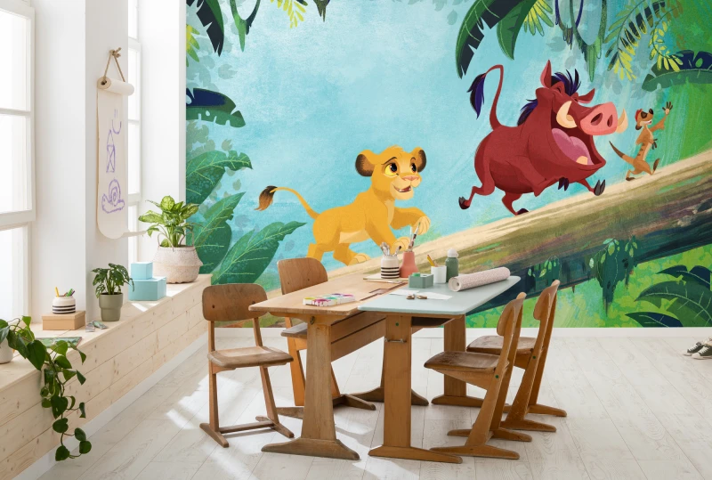 Fototapeta Simba, Timon i Pumba spacerujący w dżunglii