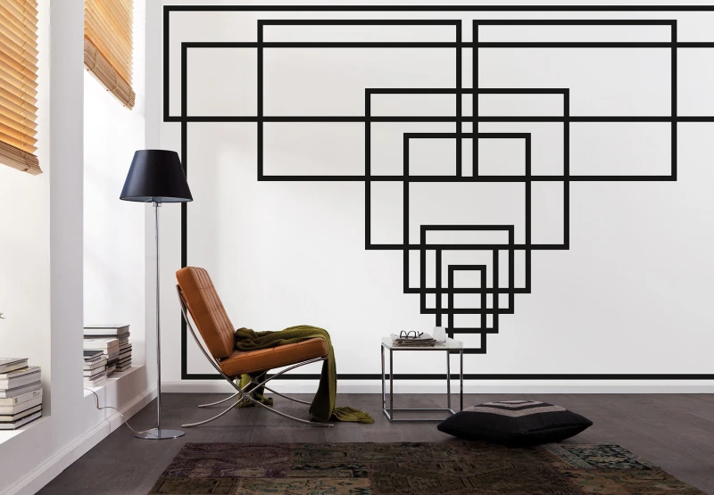 Fototapeta czarno-biała z geometrycznym wzorem 3D