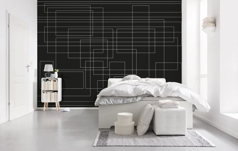 Fototapeta czarna geometryczne linie 3D