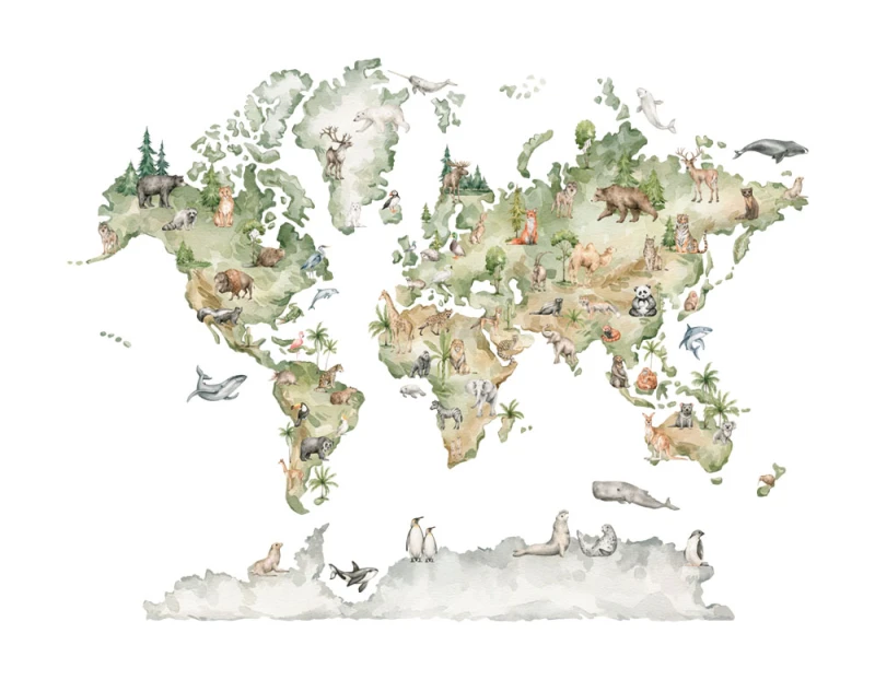 Fototapeta dla dzieci Akwarelowa mapa świata
