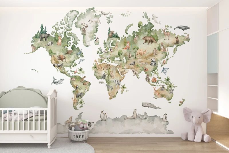 Fototapeta dla dzieci Akwarelowa mapa świata