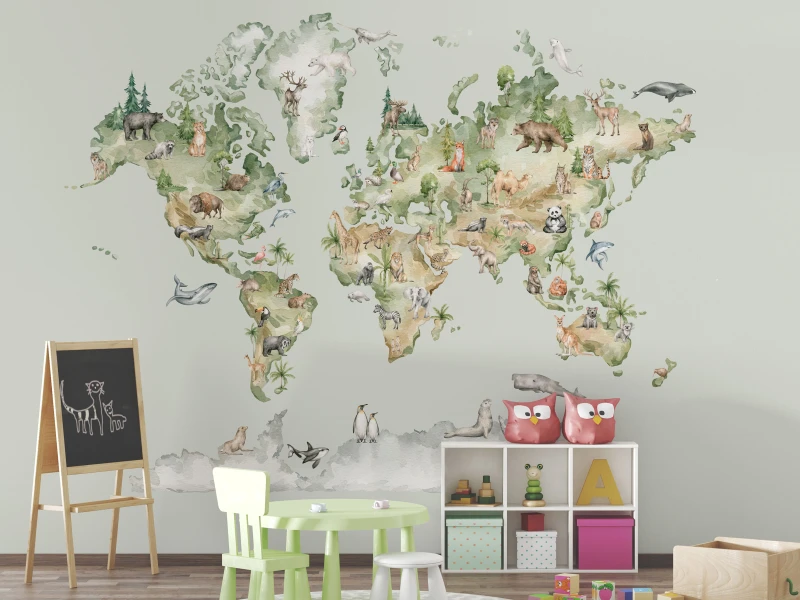 Fototapeta dla dzieci Akwarelowa mapa świata