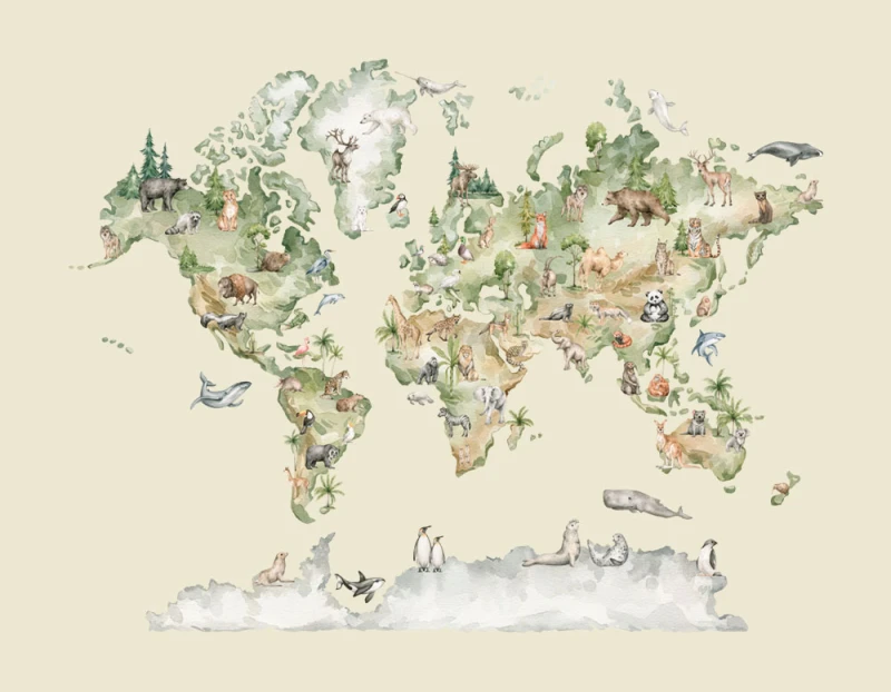 Fototapeta dla dzieci Akwarelowa mapa świata