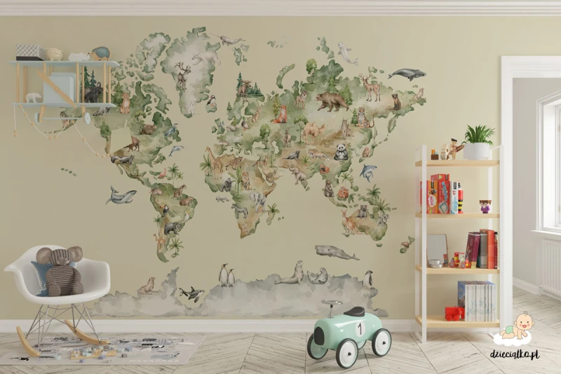 Fototapeta dla dzieci Akwarelowa mapa świata