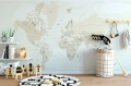 Fototapeta dla dzieci Kremowa mapa świata